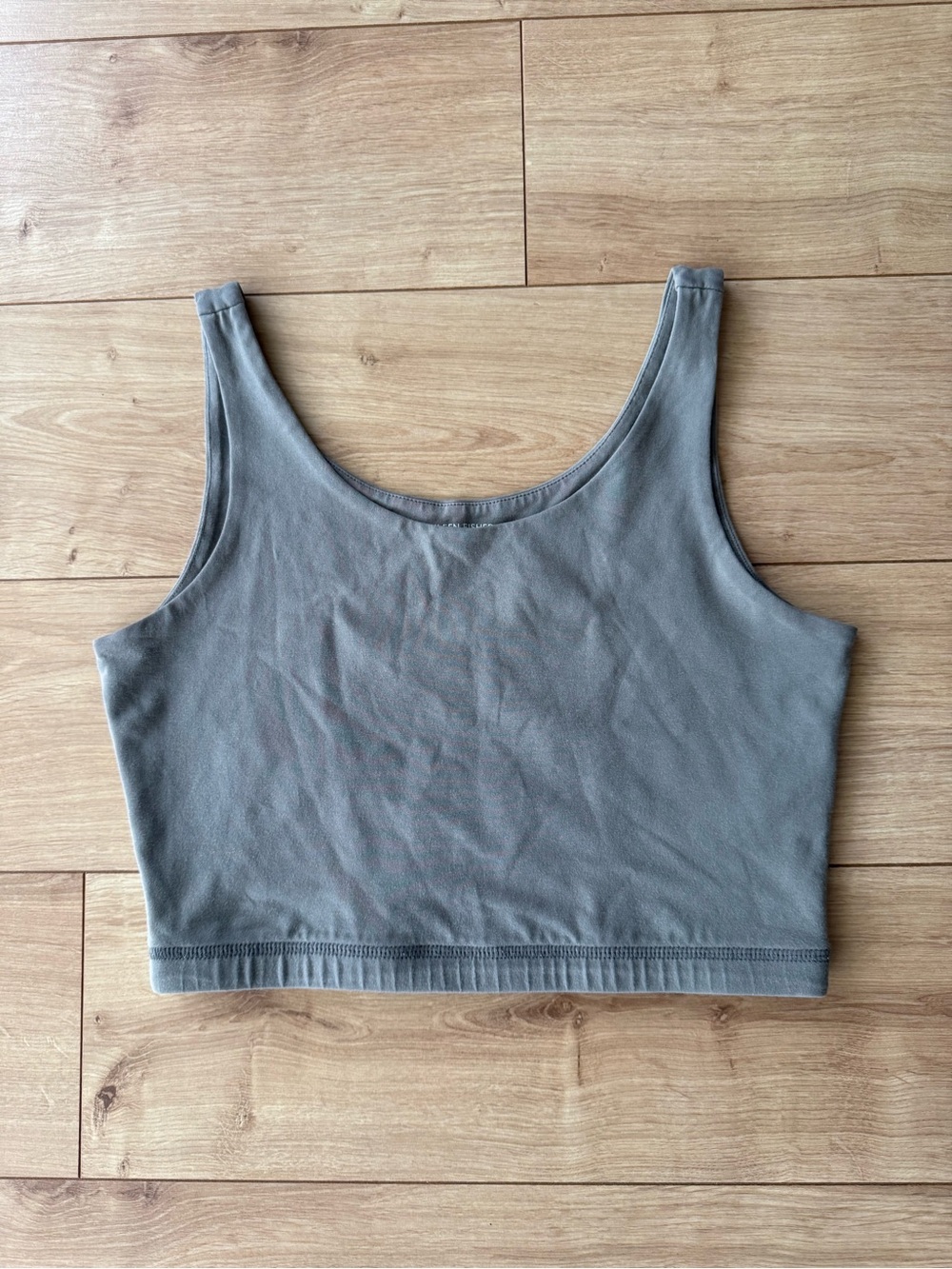 Eileen Fisher Grey Organic Cotton Crop Tank Bra Athleisure Minimalist S